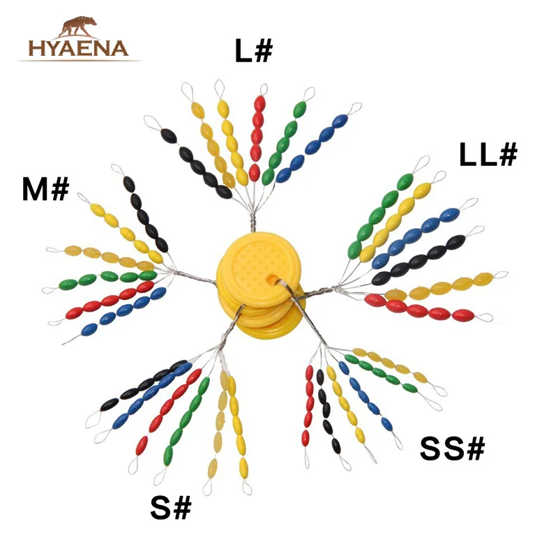 

Hyanea 210pcs/lot Oval Fishing Space Beans Fishing Line Stoper Float Rubber Float Stops Stopper Fishing Tackle Accessories