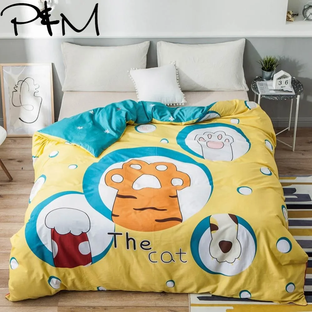 

Papa&Mima Cute cat scratching print Modern style Duvet Cover Comforter Quilt case 100% cotton queen full twin Custom size