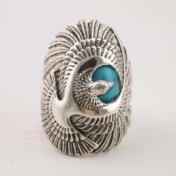 

Solid Sterling Silver Retro Punk Rocker Biker Men Eagle Ring A3104