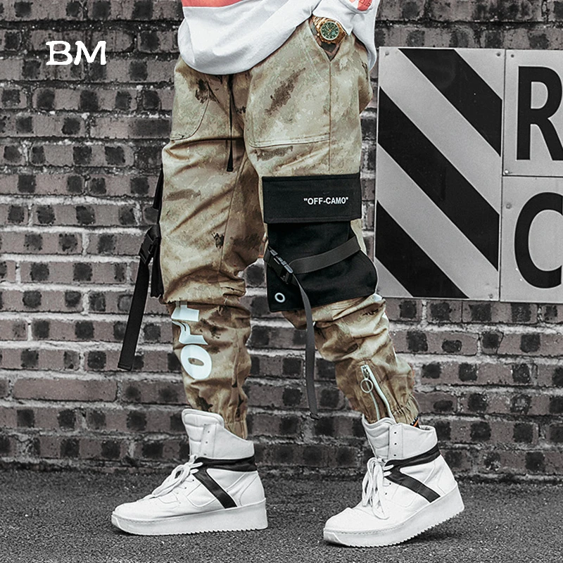 Камуфляжные брюки techwear цвета хаки уличная одежда джоггеры мужские тактические