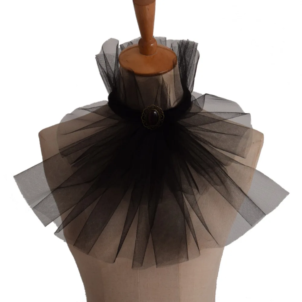 Мужской Викторианский воротник Jabot винтажный черный съемный средневековый