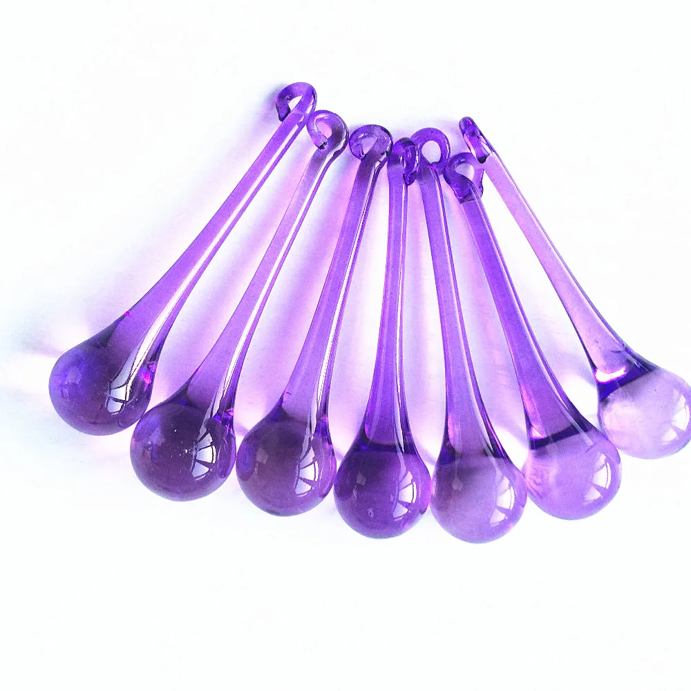 Top Quality Modern 20pcs/lot Dia20x80mm Purple Glass Raindrop Pendants For Crystal Chandelier parts, lighting parts, Home Decor