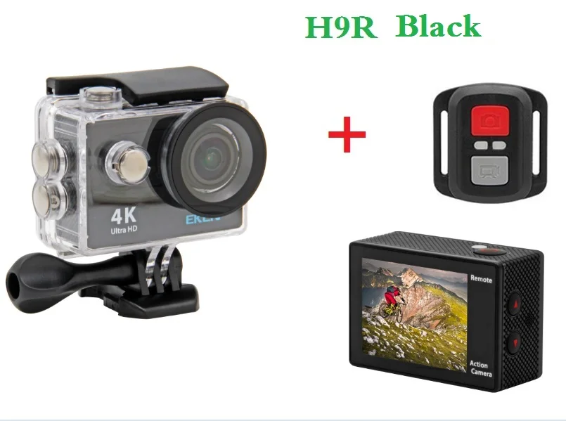 Eken H9/H9R экшн Камера Wi-Fi пульт дистанционного управления со сверхвысоким разрешением Ultra HD, 4 K, 1080 P/60fps возможностью погружения на глубину до 30 м Водонепроницаемый Камера 2,0 ЖК-дисплей 170 объектив для шлема GoPro Камера - Цвет: H9R Black