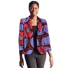 Африканский блейзер для женщин Модный Блейзер Анкара три четверти рукав печатных костюм куртка Верхняя одежда леди Дашики одежда