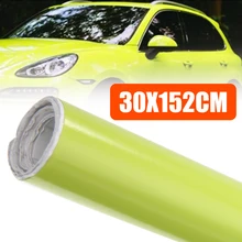Fashion Auto Car-styling Foil Film Wrap Neon Yellow Car Vinyl Roll Sticker Decal Bubble Free 30x152cm jumbo blue camouflage vinyl wrapping film elite blue camo car vinyl roll bubble free for vehicle decal size 1 50 30m