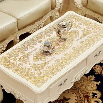 

European-style PVC hot-stamped tablecloth, anti-ironing and non-washing tea table mat, table cloth, rectangular hollow plate mat