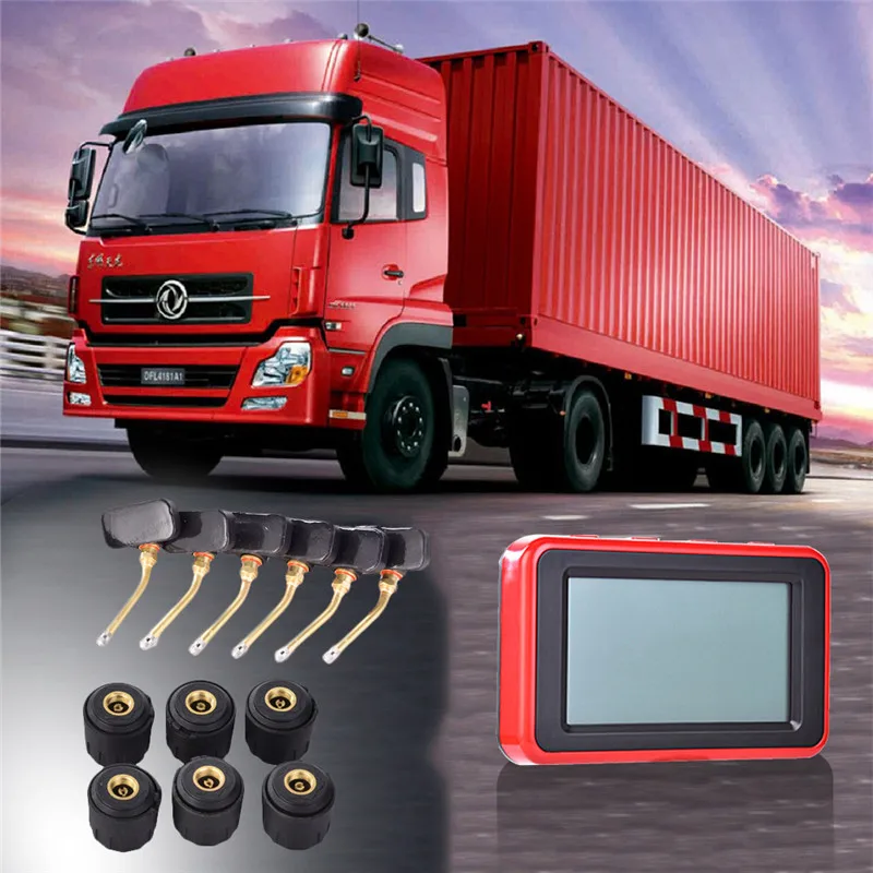 

TP900 High Quality Super Big LCD Universal Tire Pressure Monitoring System for 6 Wheels Bus Van with 6 External/Internal Sensors