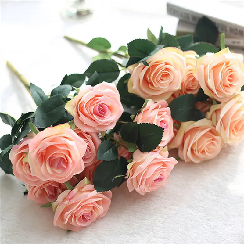 10 Head Real Touch Artificial Flowers Rose Silk Flowers DIY French