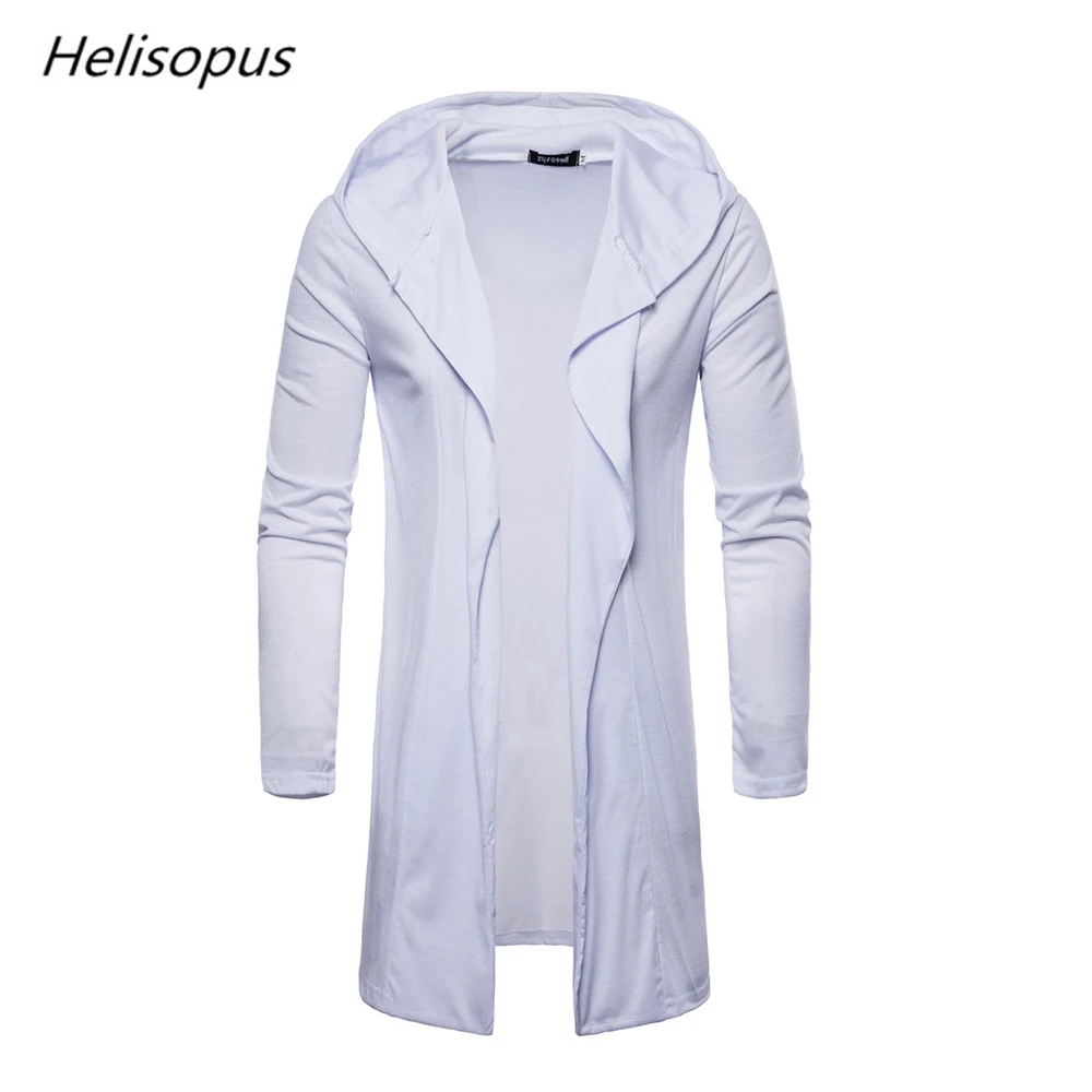 Helisopus 2020 мужской кардиган с капюшоном новая мода уличный стиль однотонный Тренч