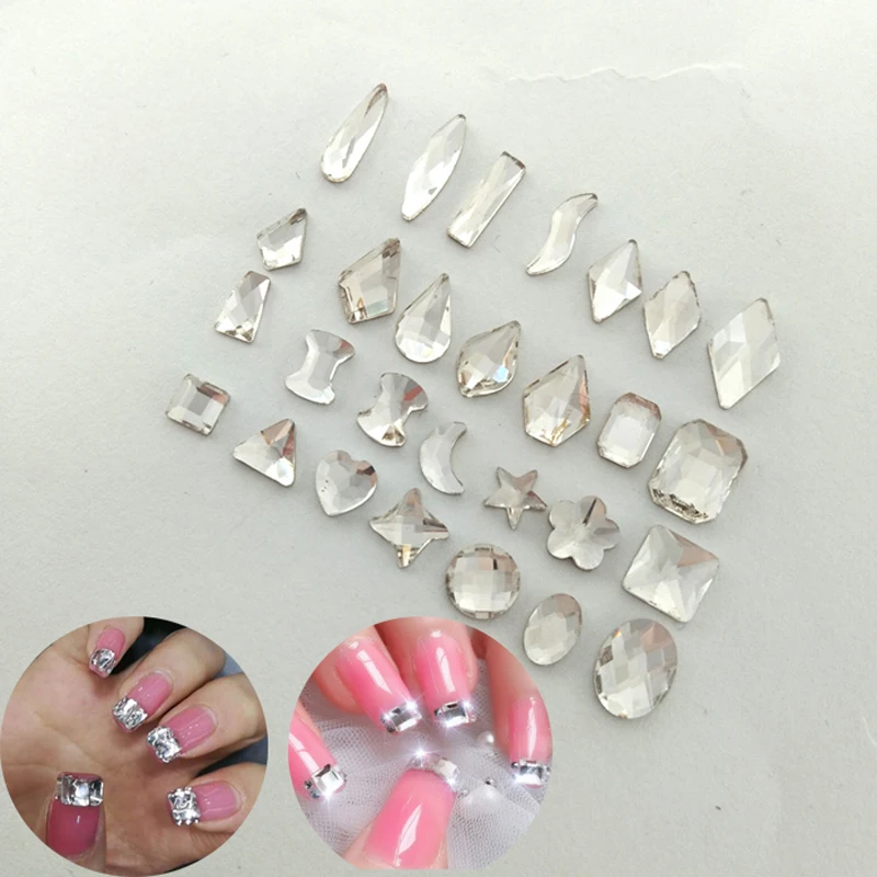 

28 Designs 10pcs Super Glitter Crystal Nail Gems Oval Waterdrop Diamond Shinny Stone Nail Art Rhinestone Manicure Tips