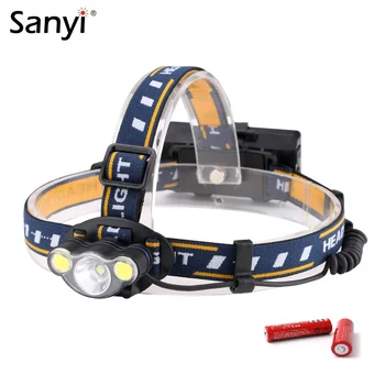 

Sanyi 1*XML T6+2*COB LED Headlight Forehead Headlamp 7 Lighting Modes USB Charging 18650 Flashlight For Camping Fishing Hunting