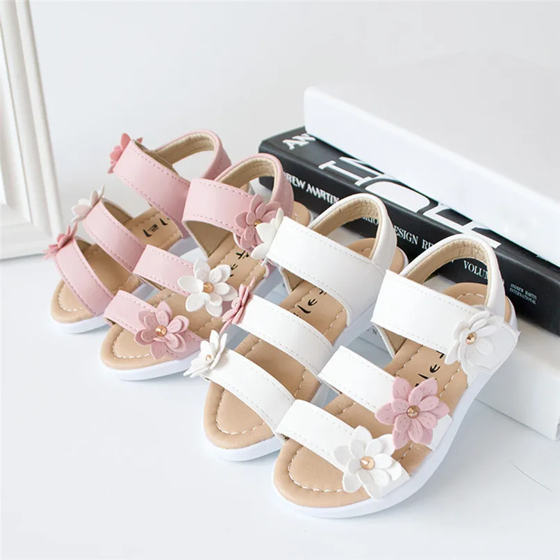 

Summer Girls Sandals Kids Children Sandals Fashion Big Flower Girls Flat Bordered Pricness Shoes NDA84L24