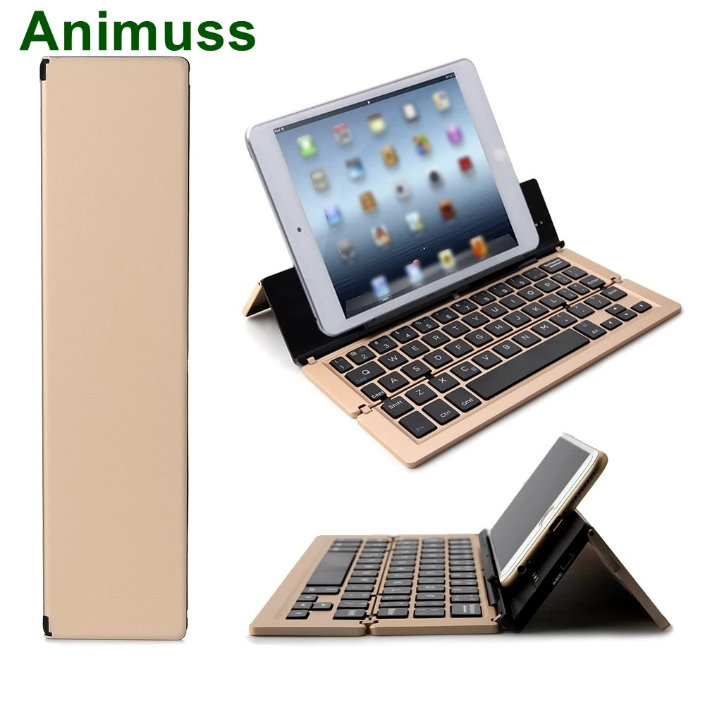 

Animuss Foldable Bluetooth Keyboard, Universal Portable Bluetooth 3.0 Wireless Keyboard with Kickstand Holder for Apple iPad