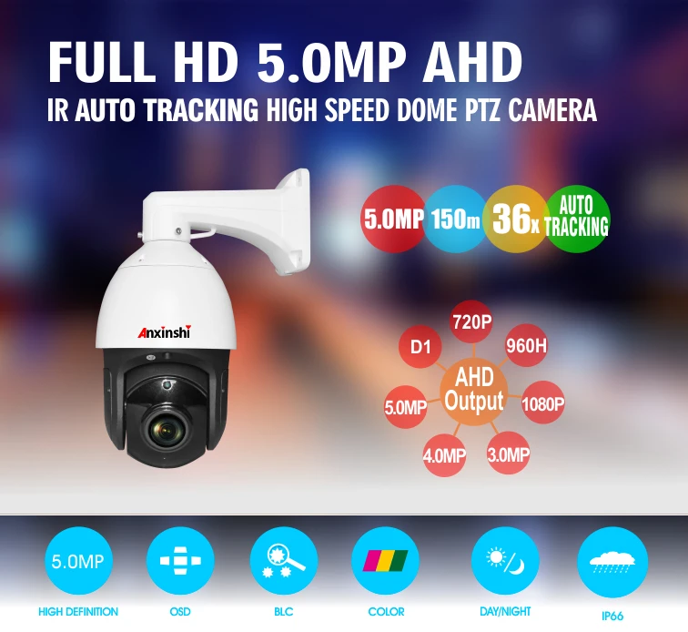 Full HD автоматическое отслеживание 5.0MP 36X зум PTZ камера HD AHD IR 300 м светодиодный DWDR Высокоскоростная купольная камера