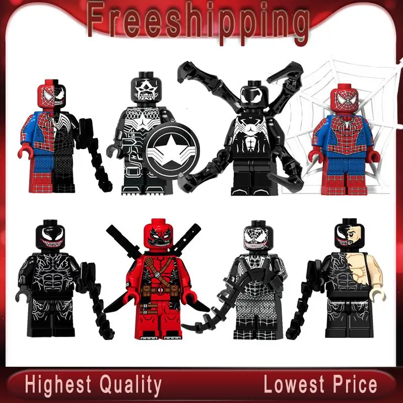 

Single Sale Venom Movie Series Deadpool Spiderman Ironman Super Hero Action Building Blocks KT1010