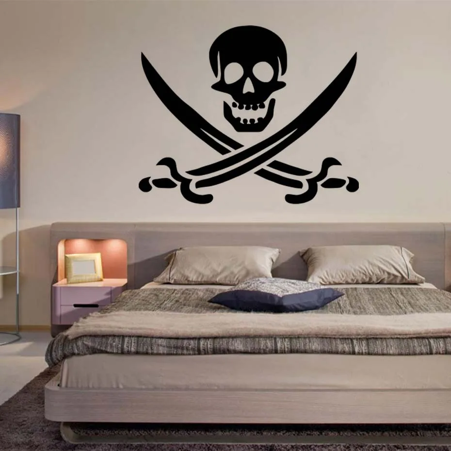 

DCTOP Pirate Symbol Decal DIY Removable Art Skull Wall Sticker Mural 3D Design House Decoration For Living Room