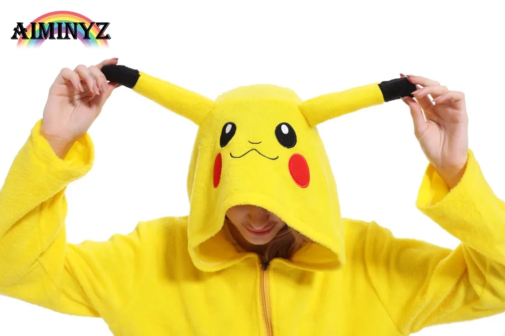 AIMINYZ Hotest Animal Pikachu фланелевая теплая одежда Унисекс Взрослые повседневные толстовки с героями мультфильмов куртка толстовка Косплей для женщин и мужчин