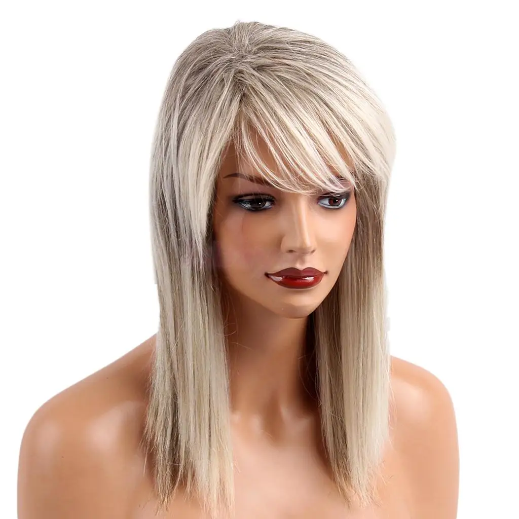 Chic Long Straight Wigs for Women 70% Human Hair with Side Bangs Fluffy Layered Wig Mixed Color Chic Long Straight Wigs for Women 70% Human Hair with Side Bangs Fluffy Layered Wig Mixed Color
