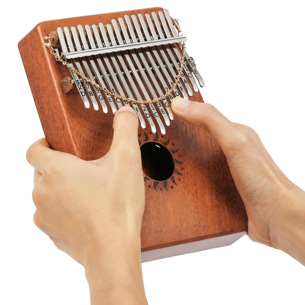  Donner 17 Keys Kalimba Mbira Thumb Piano Mini Keyboard Marimba Wood Musical Instrument Mahogany wit