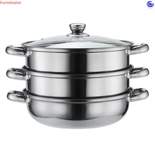 Нержавеющая сталь тройной отпариватель Индукционная решетка для варки паровой Кастрюля со спуском Пара Посуда для дома Кухня Пособия по кулинарии 3 слоя пароварки Кука