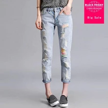 Плюс размер L-3XL& 4XL& 5XL Новая мода женские ботильоны-длина штаны-шаровары синие свободные повседневные штаны тонкие плюс размер джинсы L93