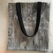 YILE хлопок лен эко хозяйственная сумка на плечо черный ремень с принтом под дерево L8226