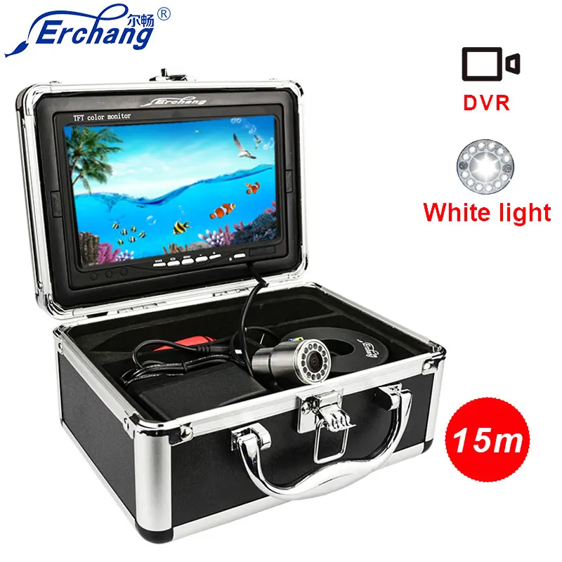 Erchang Подводные видеокамеры для рыбалки Камера DVR Рыболокаторы 7 ''1000TVL HD 15 м Профессиональный подледной рыбалки Камера