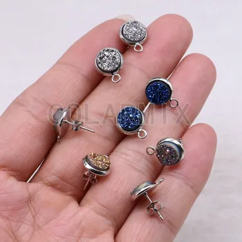 

10 pair Natural geode druzy stud accesories druzy finding for handcrafted jewelry round druzy stud accessories for earrings 3609