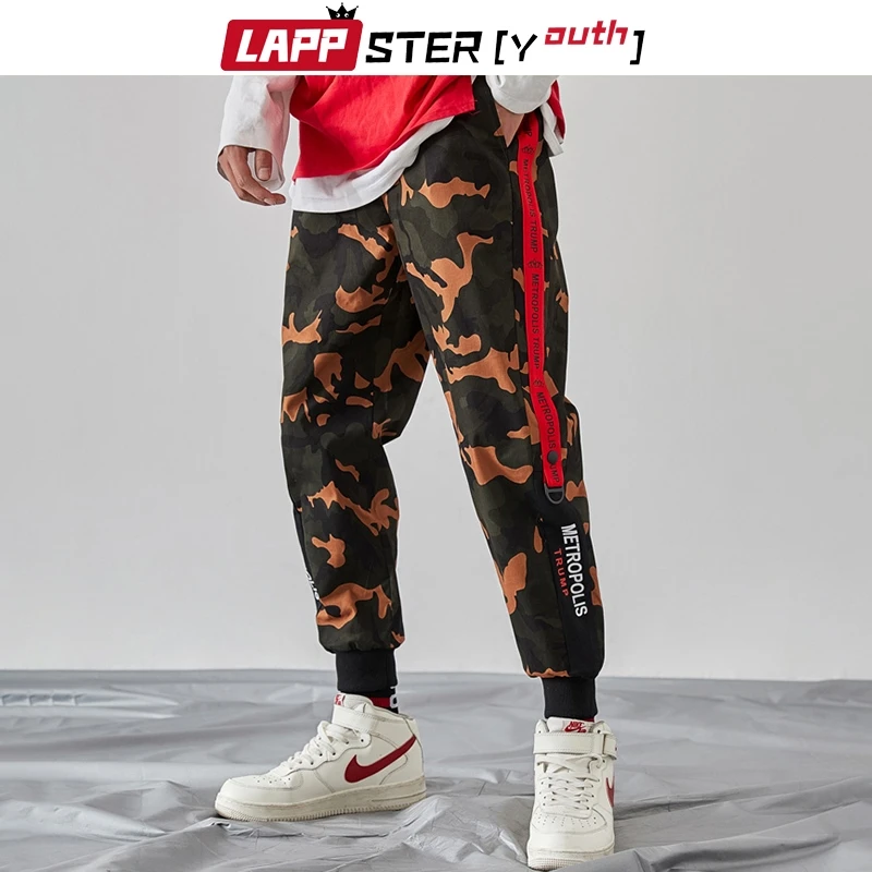 LAPPSTER Men Camouflage Side Striped Sweatpants 2020 Mens Streetwear Harajuku Joggers Pants Male Hip Hop Fashions Cargo | Мужская одежда