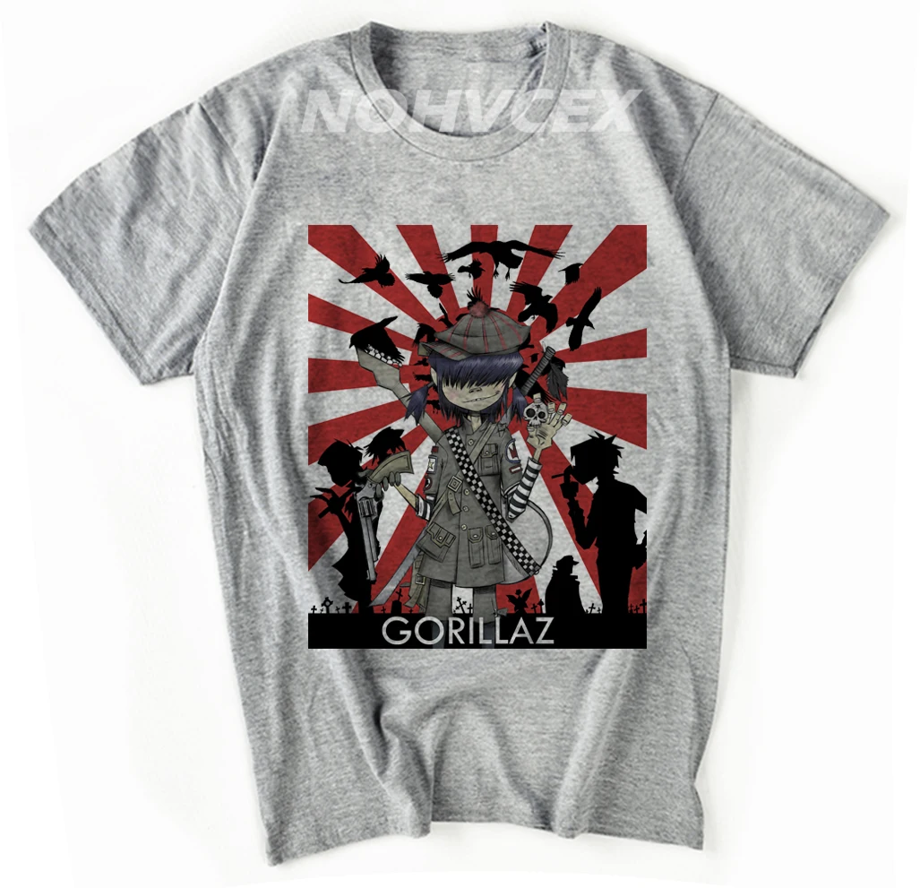 Gorillaz рок-группа рэп хип-хоп аниме забавная футболка Повседневная хлопковая футболка с коротким рукавом Летний стиль Camisa