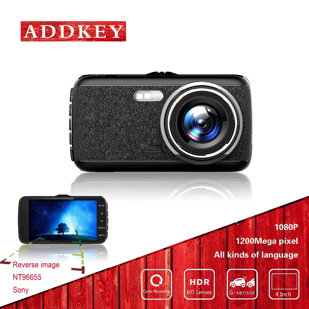 imágenes para ADDKEY coche dvr 4 pulgadas cámara Novatek 96655 full hd 1080 P g-sensor dash cam visión nocturna sony imx 322 lente dual del coche dvr dash cam imágenes para ADDKEY coche dvr 4 pulgadas cámara Novatek 96655 full hd 1080 P g-sensor dash cam visión nocturna sony imx 322 lente dual del coche dvr dash cam