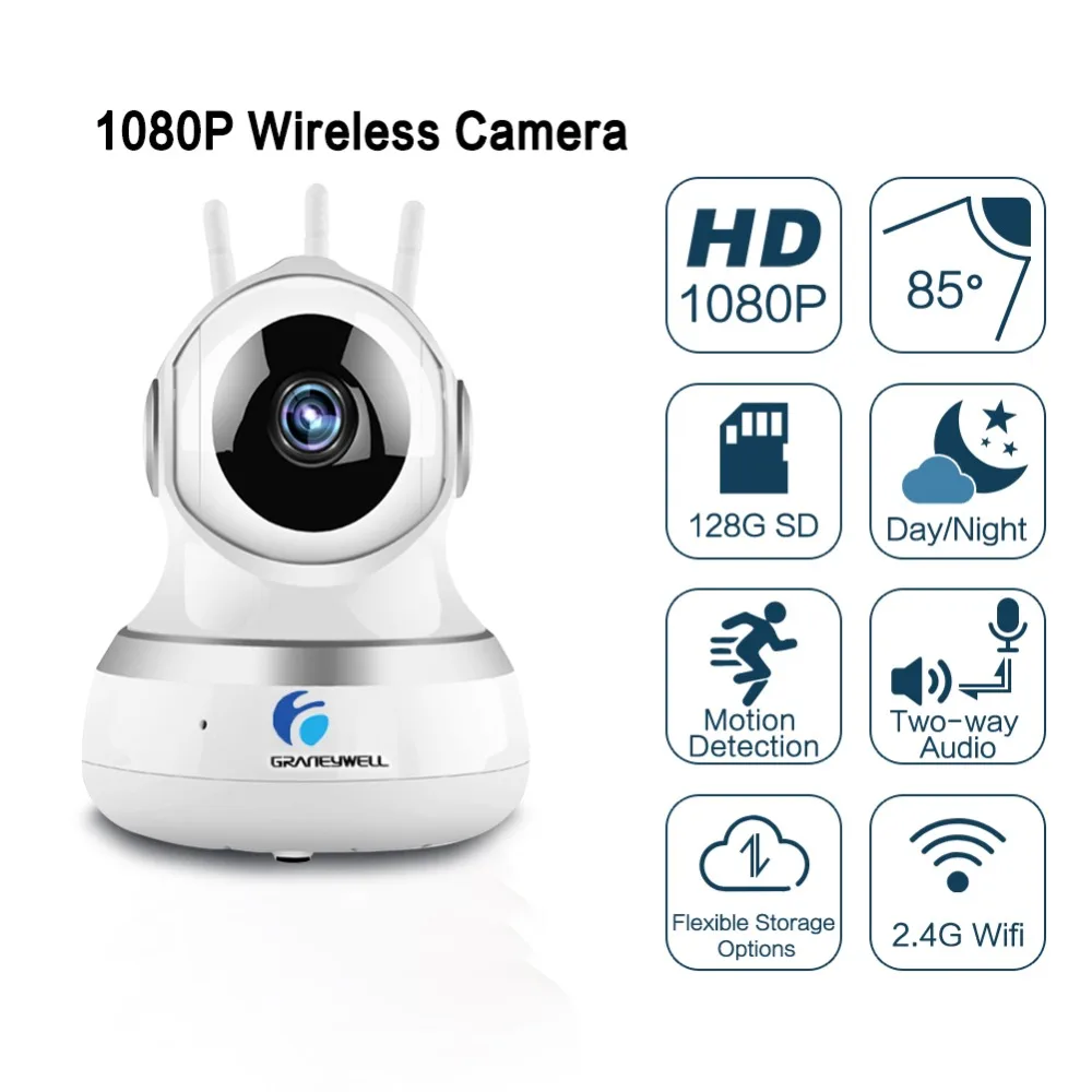 2 PCS Graneywell wi-fi IP Camera 1080P mini Camera Smart Night Vision 36 IR LEDs Baby Monitor Camara ip wifi Video Surveillance