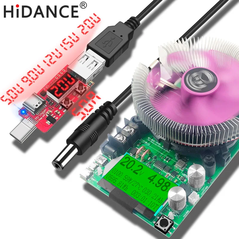 

150W PD3.0 charger aging discharge load capacity tester+PD3.0 trigger + DC5.5 2.5mm 5V/9V/12V/15V/20V usb ameter meter indicator