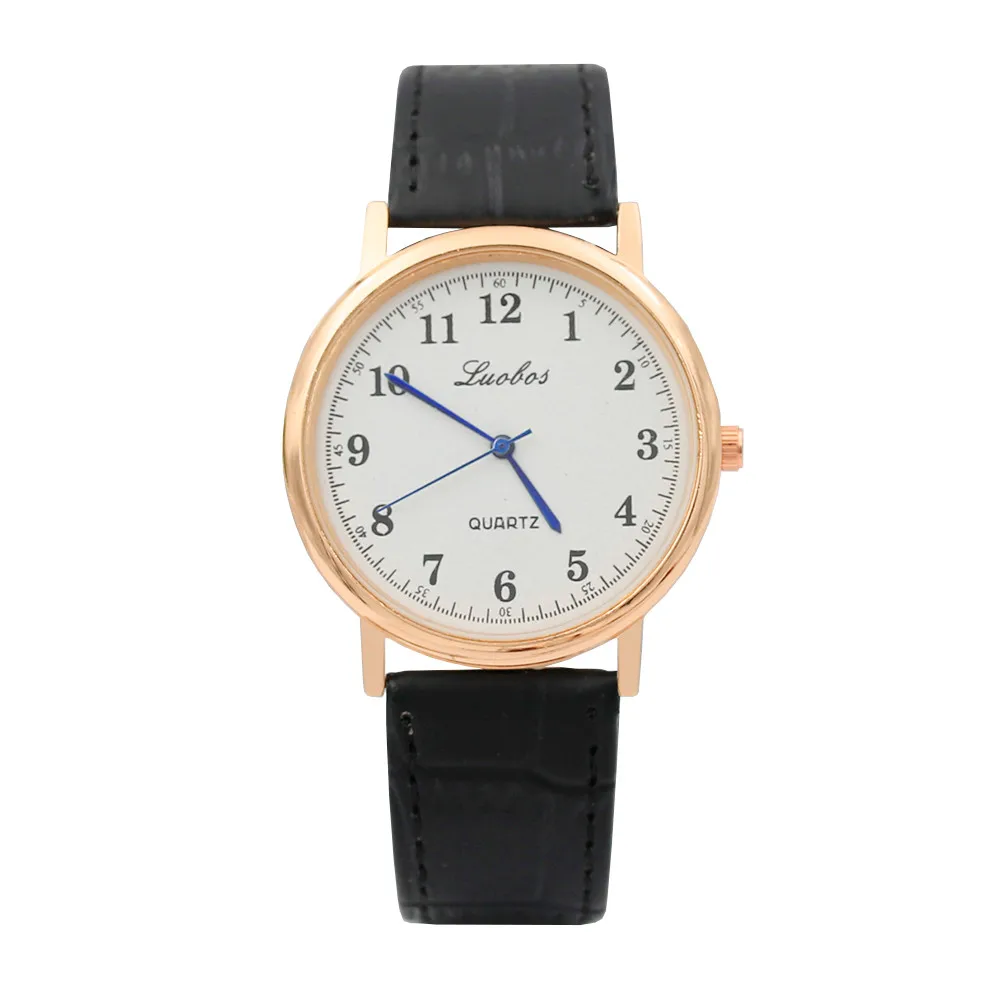 Fashion Casual Watches Women Men quartz-watch Luobos brand Simple dial design lovers' watch leather wristwatches clock - Цвет: Man