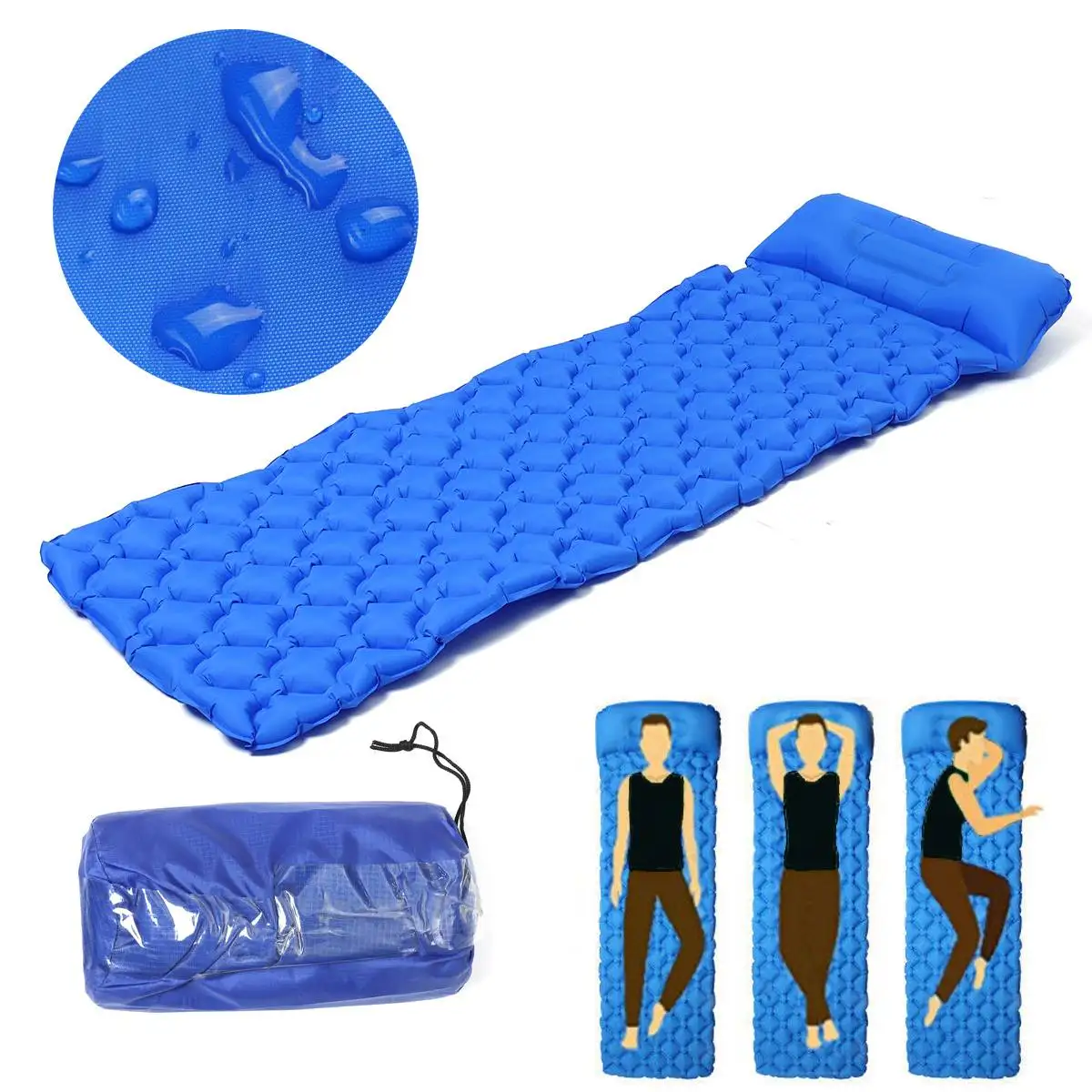 في الهواء الطلق نفخ وسادة النوم حقيبة حصيرة سريع ملء الهواء مويستوريبروف التخييم حصيرة مع وسادة وسادة النوم للمشي