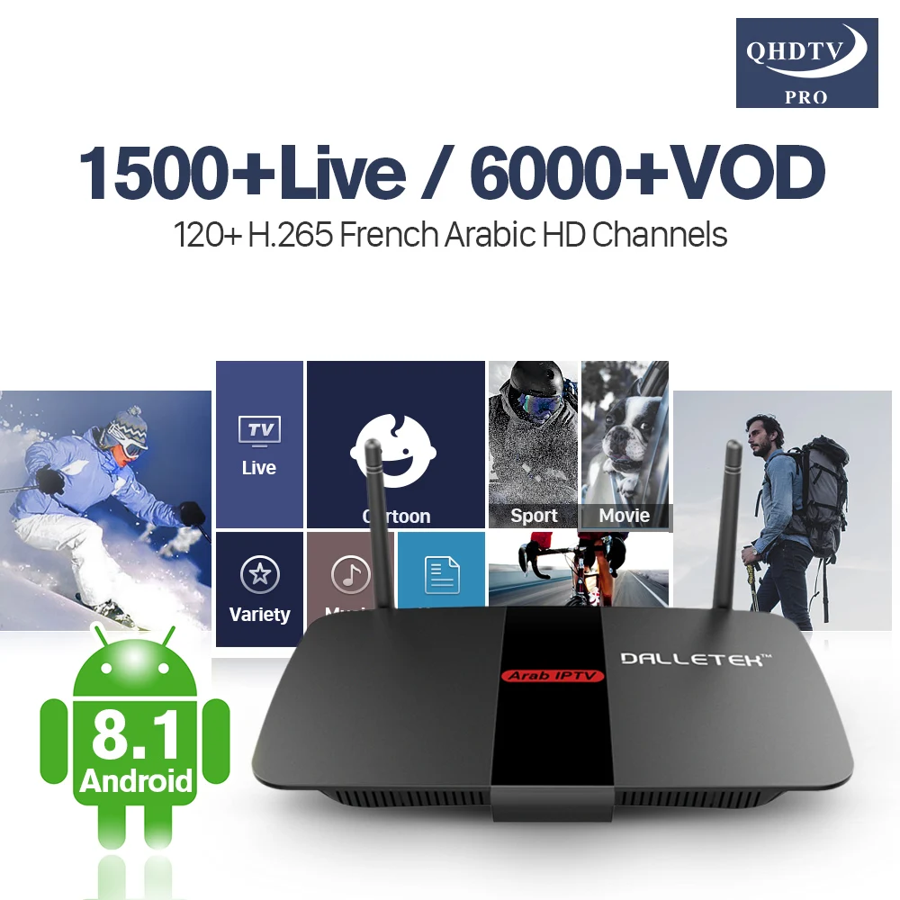 

Decoder IPTV France Arabic R1 TV Receiver Android 8.1 QHDTV Pro IPTV Box Quad-Core Smart Android IPTV Tunisa Italy Spain WiFi