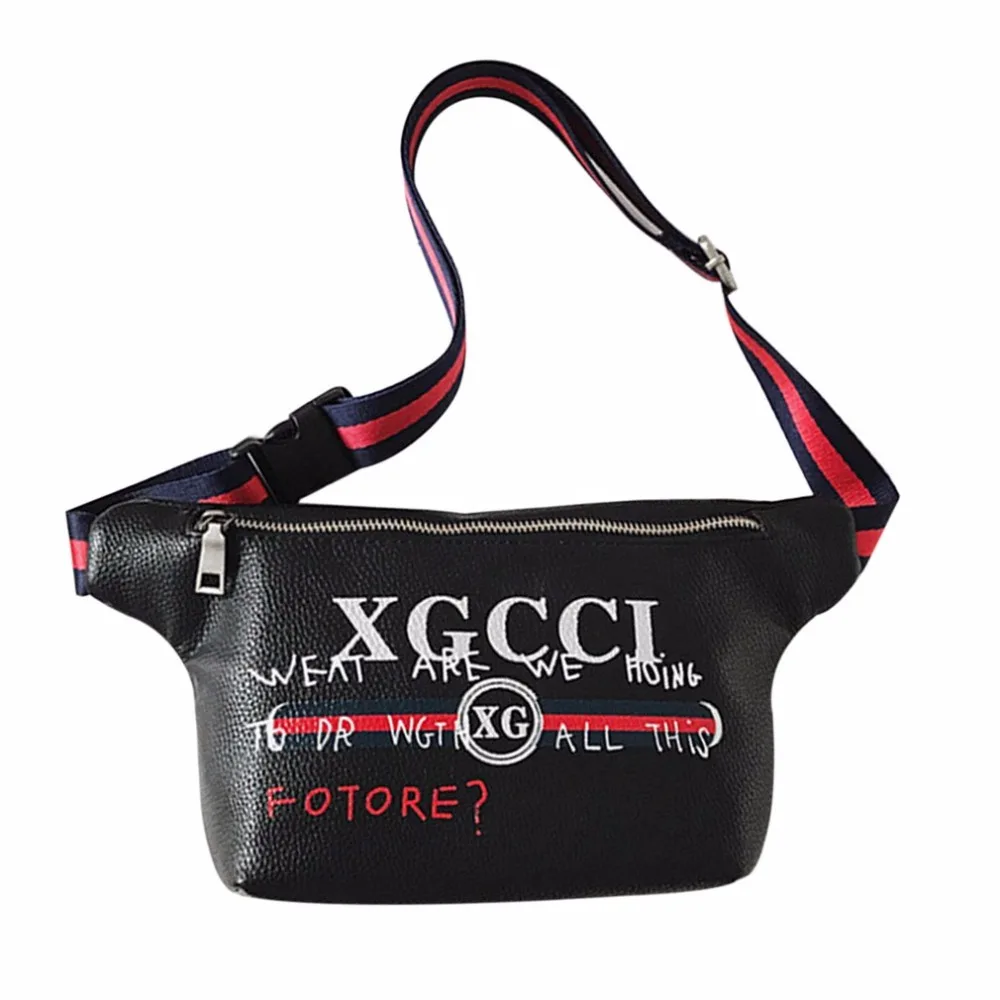 

Women Famous Luxury Waist Bag Letter Printed PU Leather Chest Bag Crossbody Bag Black White Red Color ZX247101