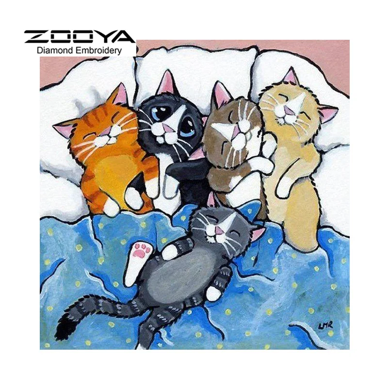 

5D DIY Diamond Painting Cat Cartoon Series Embroidery Diamond Painting Cross Stitch Cat Sleep Rhinestone Mosaic Painting BJ1306