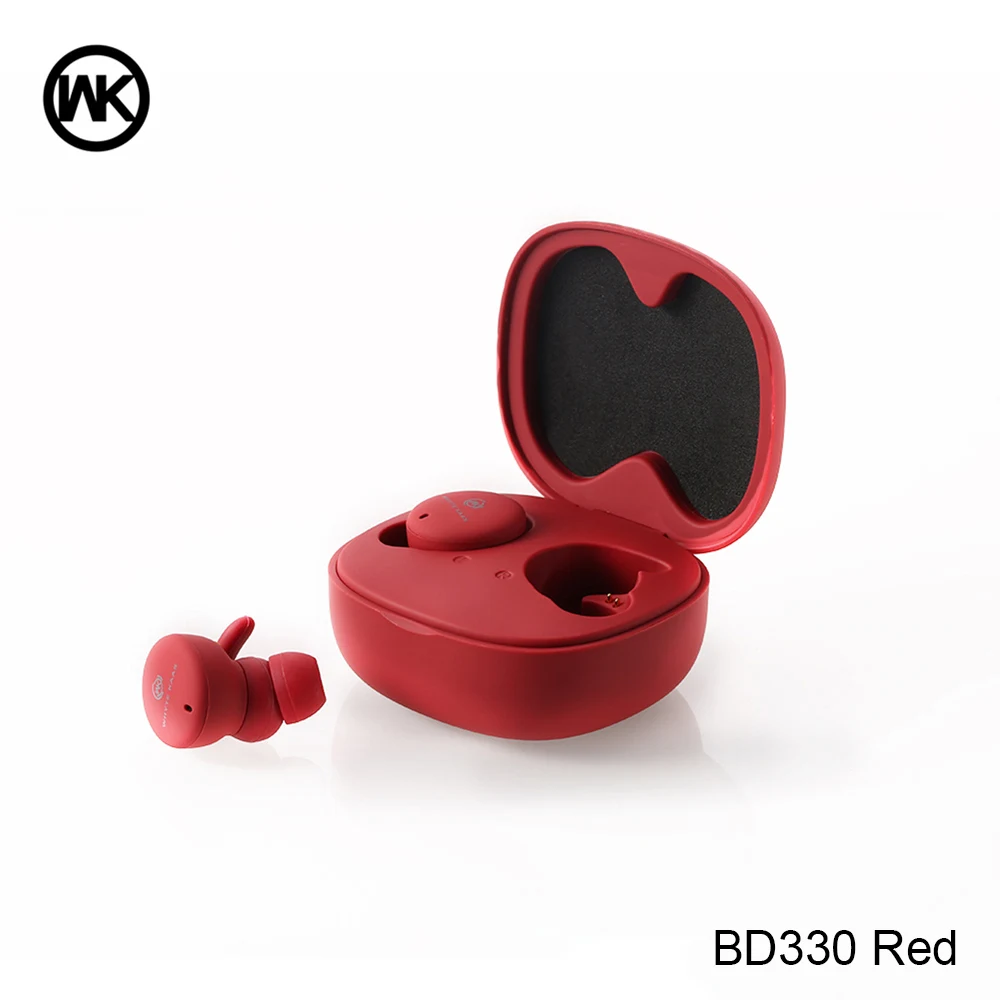 WK сенсорное управление мини TWS беспроводные Bluetooth наушники с зарядной коробкой Bluetooth наушники для всех смартфонов - Цвет: BD300 Red