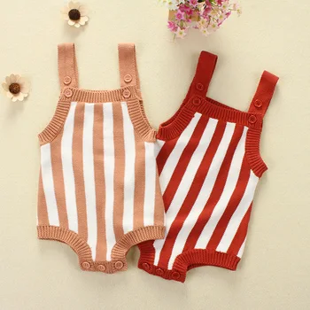 

2019 Ins Infant Toddler Spirited Knitting Rompers New Fashion Baby Girls Candy Color Sweet Rompers