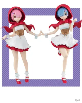 

22cm New Anime Action Figure Re:Life In A Different World From Zero Rem Ram Red Hood Ver Model PVC Collectible Gift Brinquedos