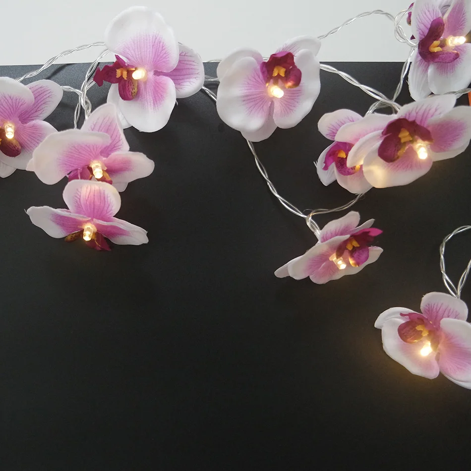 Handmade Orchid Flower LED String Lights, AA Battery floral holiday lighting, Vase flower arrangement,Party garland decoration Handmade Orchid Flower LED String Lights, AA Battery floral holiday lighting, Vase flower arrangement,Party garland decoration