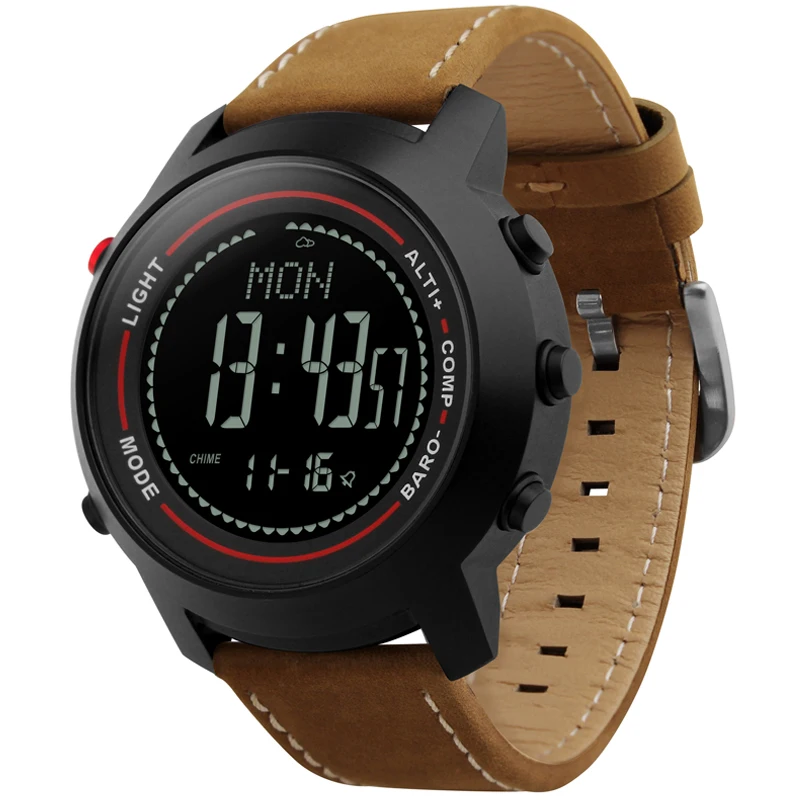 Men's Fashion Leather Band Multi-Function 50M Waterproof Pro
