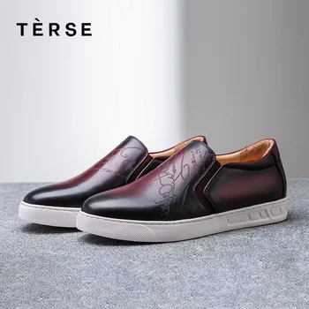 

TERSE New Men's Shoes Handmade Genuine Leather Tobacco Color Boots For Men Customize Service Footwear Casual Shoes 15003-2