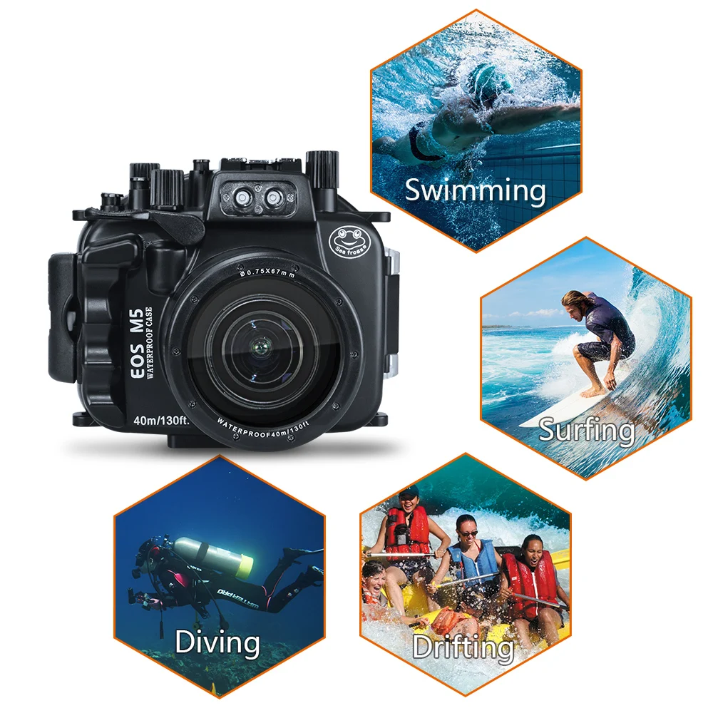 For Canon Camera EOS M5 Waterproof Case Photography Underwater 40m Freely Shoot Long Short Lens Port Diving Essential Equipment (9)