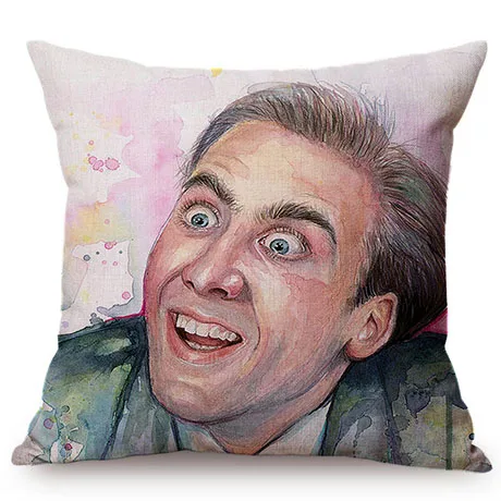 Audrey Hepburn Fashion Watercolor Art Self Portrait Sofa Decoration Throw Pillows Cover Cotton Linen Nicolas Cage Cushion Cover M105-5