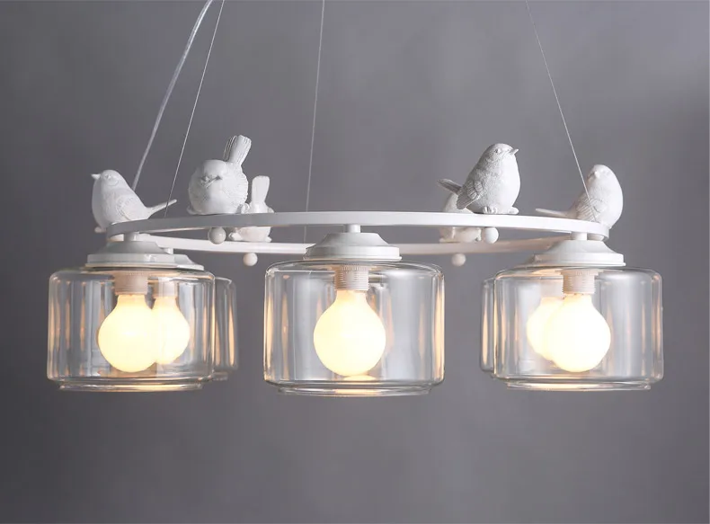 Nordic Creative Six head  Bird Chandeliers For Dining Room Art Deco Led Bulbs Modern Chandelier Glass Chandelier ceiling chandelier