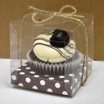 

Single Cupcake Box Packaging Transparent Plastic Cupcake Containers Wedding Party Favor Box Cake Packaging