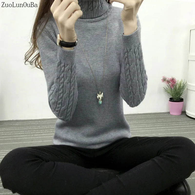 

ZuoLunOuBa Women Turtleneck Winter Sweater Women 2018 Long Sleeve Knit Women Sweaters Pullover Female Jumper Tricot Tops Sweater
