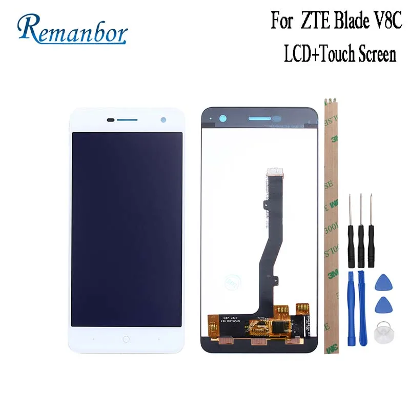 

Remanbor For ZTE Blade V8C LCD Display And Touch Screen 5.0 Inch Assembly Repair Parts For ZTE Blade V8C With Tools And Adhesive